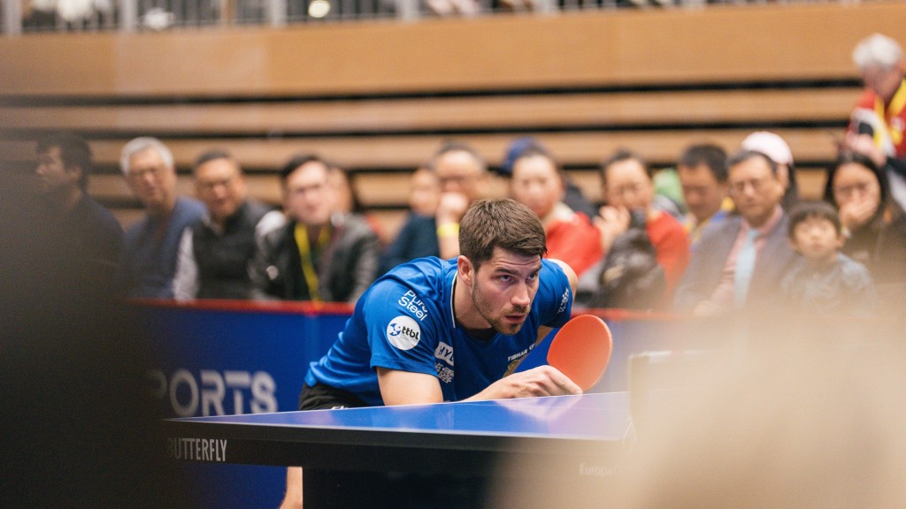 Patrick Franziska (1. FC Saarbrücken Tischtennis) am 15.02.2026 in der Bundesliga bei Borussia Düsseldorf