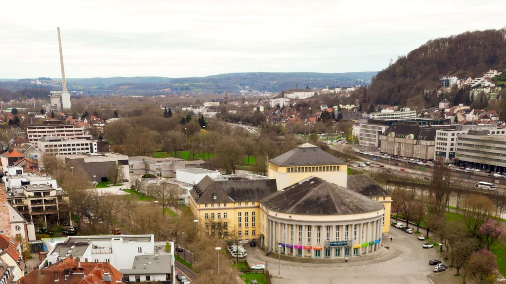 Foto: Luftaufnahme des Saarbrücker Staatstheaters
